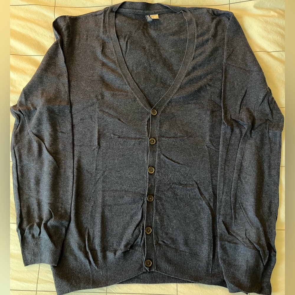 H&M Cardigan Sweater (Size: L; Color: Charcoal Gray)